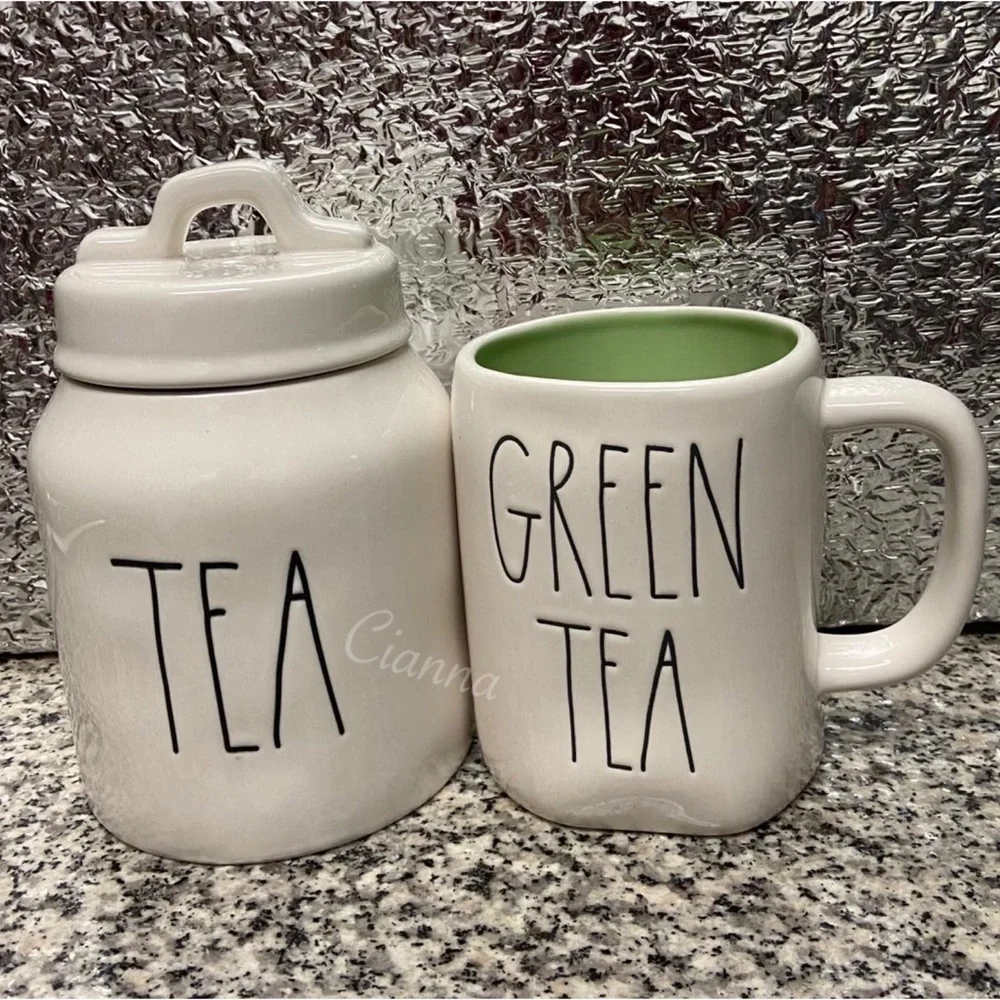 Rae Dunn Tea Canister & Green Tea Mug